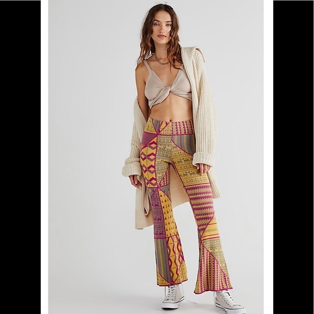 NWT Free People Kaleidoscope Sweater Flare Pants Size XS or Medium